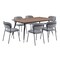 Armen Living Messina and Carlo Gray Velvet 7 Piece Rectangular Dining Set SETMSDIGR7B - alternate 1
